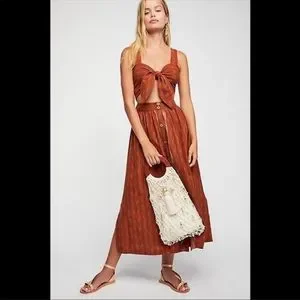 Free People Dresses Free People Caldasi Midi Dress Bronze Burnt Orange Size Medium Poshmark